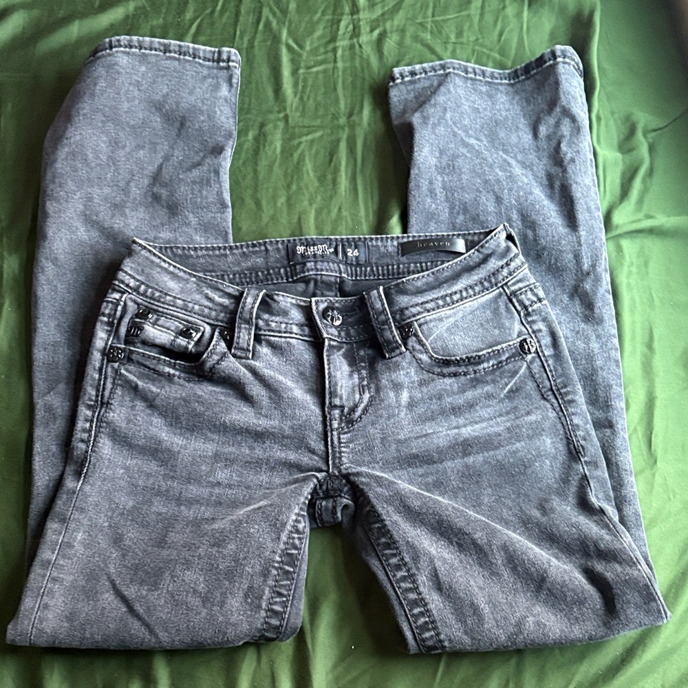 Miss Me Gray Black Boot Cut Women's Jeans